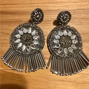 Elegant Silver Beaded Earrings
